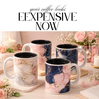 Luxury black & golden d white Marble Coffee Mug Zweifarbige Tasse