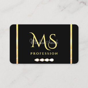 Luxury Black Golden Sparkle Jewels Monogram Verzie Visitenkarte