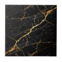 Luxury Black Marble Gold Monogram Business Brand