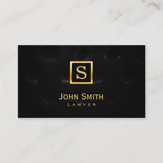 Luxury Black Quilt Leather Lawyer Business Card Visitenkarte (Vorderseite)