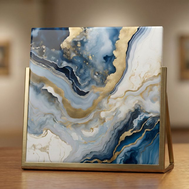 Luxury Blue and Gold Agate Geode Marble Abstract Fliese (Von Creator hochgeladen)
