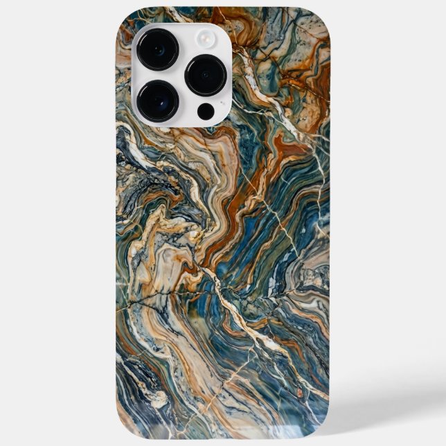 Luxury Blue and Gold Marble Swirl iPhone Case (Rückseite)