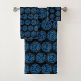 LUXURY BLUE BLACK DAHLIA BADEZIMMER TOWEL SET