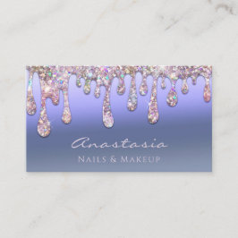 Luxury Blue Foil Glitzer Tropfens Makeup Artist Visitenkarte