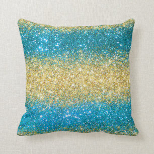 Luxury Blue Gold Glitzer Kissen