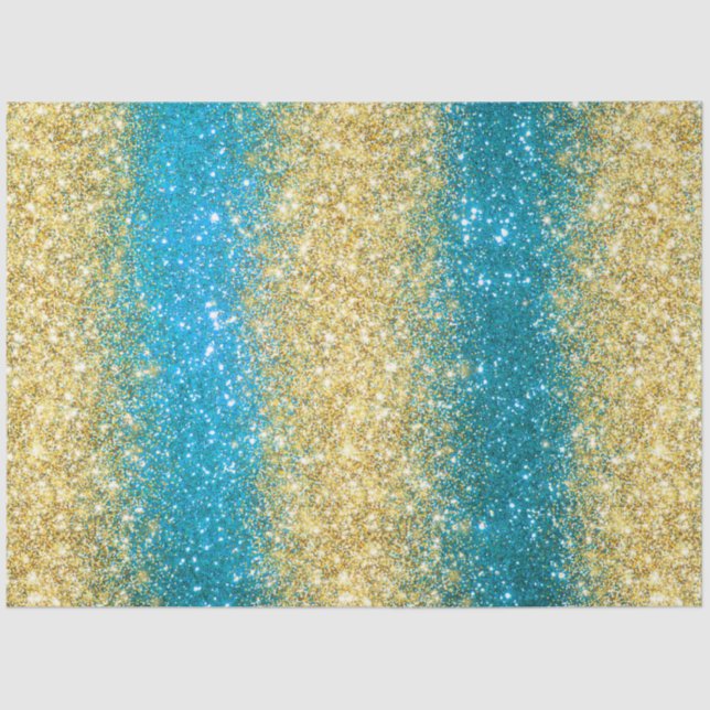 Luxury Blue Gold Glitzer Seidenpapier (Vorderseite)