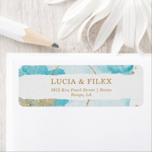 Luxury Blue Gold Watercolor Abstrakte Adresse