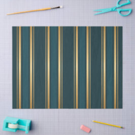 Luxury Blue Green Gold Stripe Decorative Tissue Seidenpapier