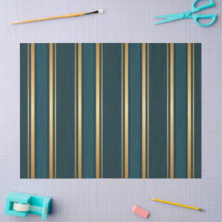Luxury Blue Green Gold Stripe Decorative Tissue Seidenpapier