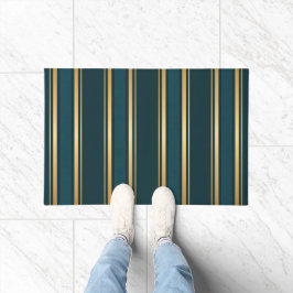 Luxury Blue Green Gold Stripe Gift Wrap Pattern Fußmatte
