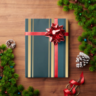 Luxury Blue Green Gold Stripe Gift Wrap Pattern Geschenkpapier