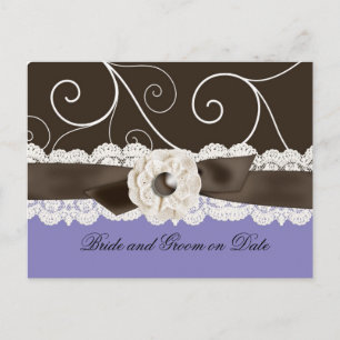 Luxury Blue Lace Ribbon Floral Rett Date Card Ankündigungspostkarte