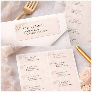 Luxury Blush Floral Return Address Labels Adressaufkleber