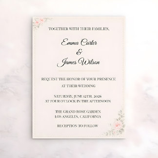 Luxury Blush Floral Wedding Invitation Einladung