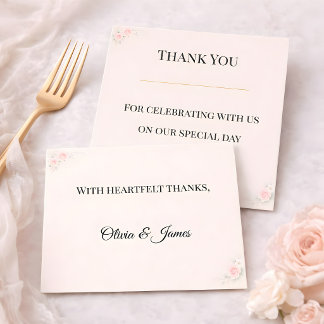 Luxury Blush Floral Wedding Thank You Card Dankeskarte