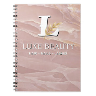 Luxury Blush Pink Marble Beauty Salon Logo Notizblock