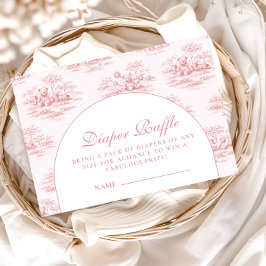 Luxury Blush Toile Baby Shower Diapper Raffle Begleitkarte