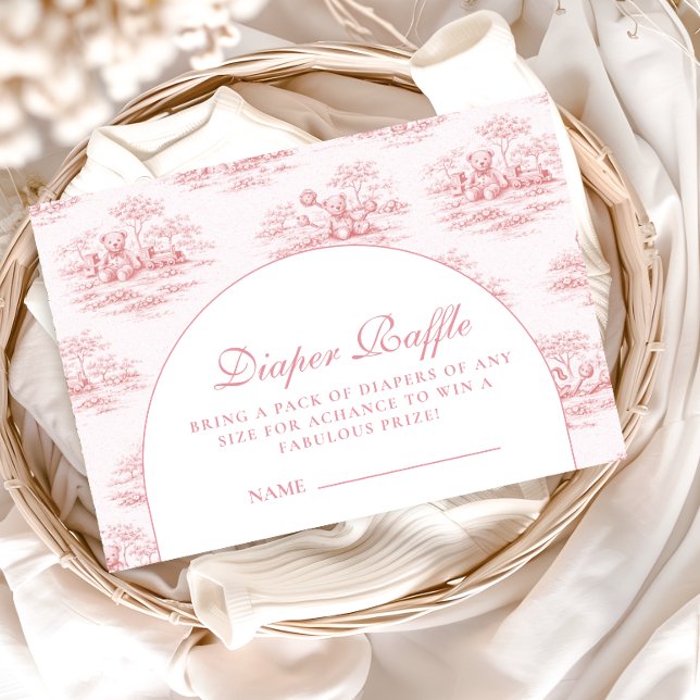 Luxury Blush Toile Baby Shower Diapper Raffle Begleitkarte (Von Creator hochgeladen)