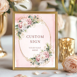 Luxury Bohemian Dusty Pink Eucalyptus Custom Sign Poster
