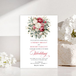 Luxury Bohemian Red Blush Greenery Wedding Invites Einladung