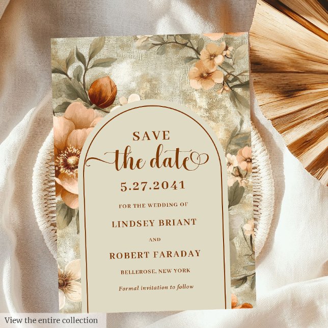 Luxury Boho Earthy Ivory Sage Floral Save the Date Einladung (Luxury Boho Earthy Ivory Sage Floral Save Date)