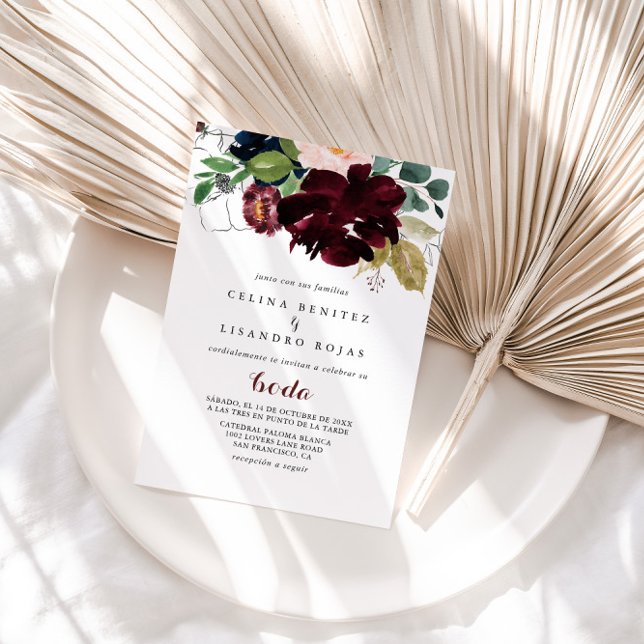 Luxury Boho farbenfrohe Spanische Hochzeit mit flo Einladung (Von Creator hochgeladen)