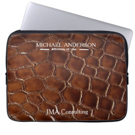 Luxury Brown Crocodile Leather Attorney at Law Laptopschutzhülle