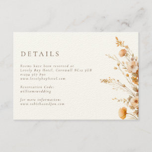 Luxury Brown & Tan Wildblumen Hochzeit Begleitkarte