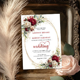 Luxury Burgundy Bohemian Floral Wedding Invitation Einladung