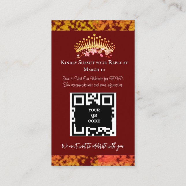 Luxury Burgundy Elegant Quinceañera Spanisch Begleitkarte (Rückseite)