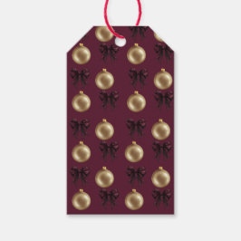 Luxury Burgundy & Gold Baubles & Bows Geschenkanhänger