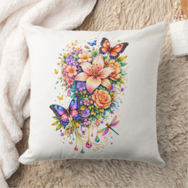 Luxury Butterfly Floral Throw Pillow Kissen