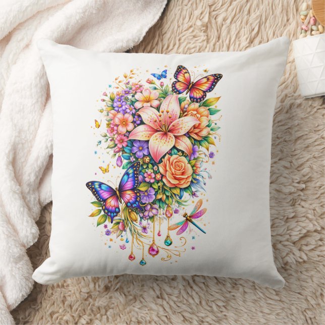 Luxury Butterfly Floral Throw Pillow Kissen (Decke)