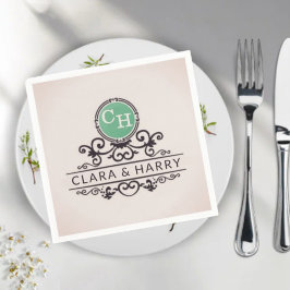 Luxury Calligraphic Elegant Monogram Minimal Serviette