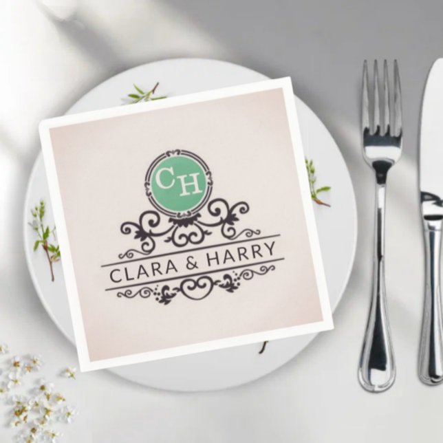 Luxury Calligraphic Elegant Monogram Minimal Serviette (Von Creator hochgeladen)