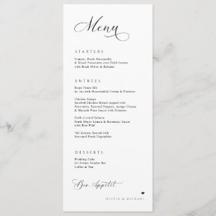 Luxury Calligraphy Elegant Wedding Empfang Menükarte