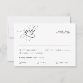 Luxury Calligraphy Elegant Wedding Reply RSVP Card
