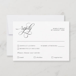 Luxury Calligraphy Elegant Wedding Reply RSVP Card Karte
