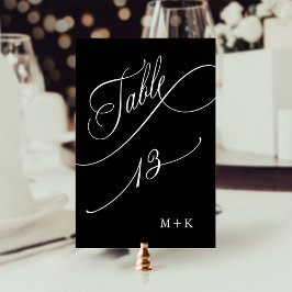 Luxury Calligraphy Wedding Number 13, Black Tischnummer