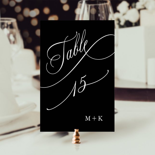 Luxury Calligraphy Wedding Number 15, Black Tischnummer (Von Creator hochgeladen)