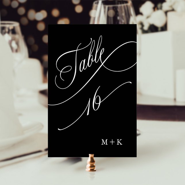 Luxury Calligraphy Wedding Number 16, Black Tischnummer (Von Creator hochgeladen)