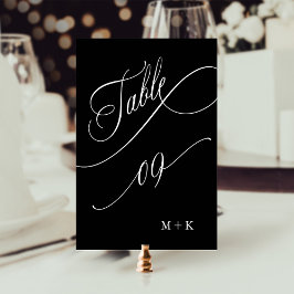 Luxury Calligraphy Wedding Number 9, Black Tischnummer