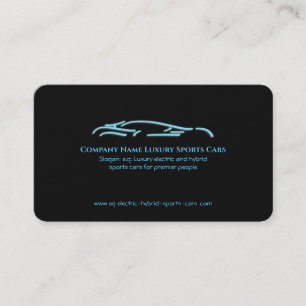 Luxury Car Logo - Ice Blue Sportscar auf schwarz Visitenkarte
