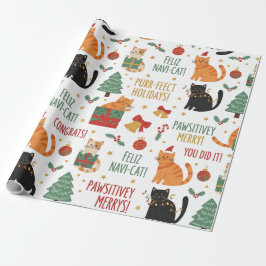 Luxury Cat Christmas Wrapping Paper Festive Feline Geschenkpapier