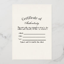 Luxury Certificate of Authenticity Sticker | Ivory