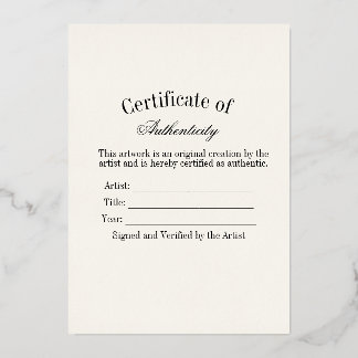 Luxury Certificate of Authenticity Sticker | Ivory Folien Feiertagskarte