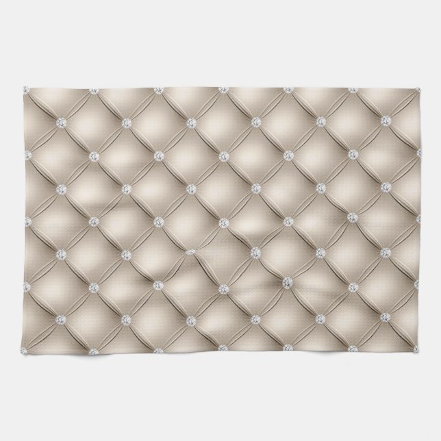 Luxury Champagne Diamond gepolstertes Muster Geschirrtuch (Horizontal)