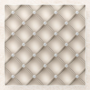 Luxury Champagne Diamond gepolstertes Muster Glasuntersetzer