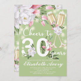 Luxury Champagne Floral 30. Geburtstag Party Einladung