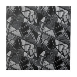 Luxury Charcoal Silver Abstract Oil Art Fliese